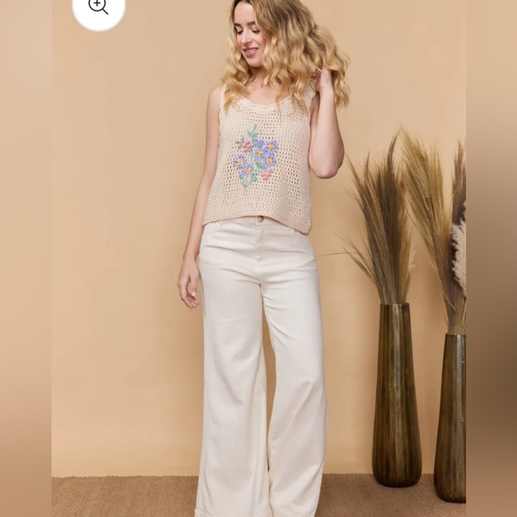 Crochet Floral Embroidered Top - Picture 1 of 7